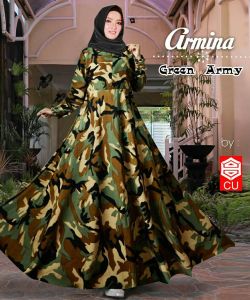 Gamis Motif Armi /Baju muslim loreng Armina