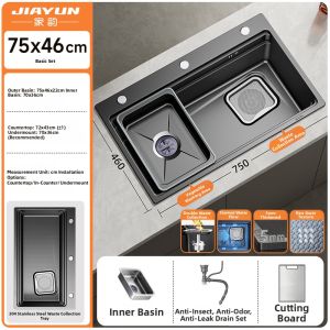 JIAYUN | Single Bowl Thickened Stainless Steel Kitchen Sink