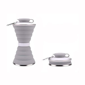 500ml Silicone Foldable Water Bottle Portable Storage Travel Outdoor Cup With Lid Sport Collapsible Hiking Coffee Drinking Mug