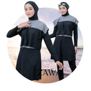 Damla Sport Muslimah Swimwear Mix Grey - Baju Renang Wanita Hijab Syari Remaja