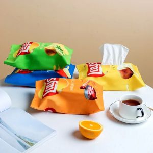 Three fun potato chip fabric packaging bag type tissue boxes car paper drawer boxes tissue covershousehold napkin paper boxes