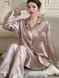 Yuzhaolin | New Spring Summer Womens Silky Sleepwear Set