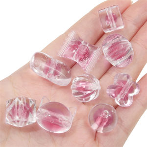 10pcs Pink Color Acrylic Candy Beads Loose Spacer Beads for Bracelet Necklace Keychain DIY Jewelry Craft Making