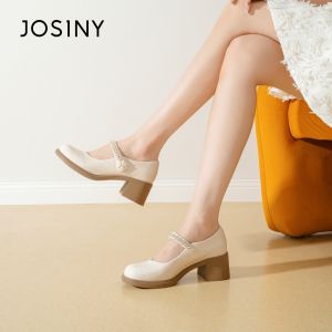 Josiny | High Heel Mary Jane Shoes French Style Slip-On Pumps Water Diamond