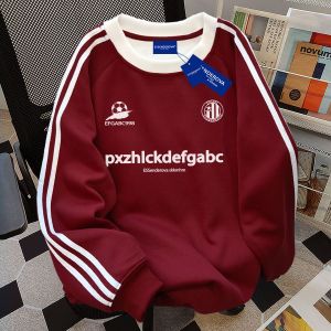 American College Style round Neck Sweatshirt Womens Autumn Winter Thin Simple New Ins Small Size Top Polyester Cotton Blend Long Sleeve Streetwear