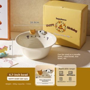 SHELI | Cute Cartoon Dinnerware Set with Ceramic Bowls and Spoon