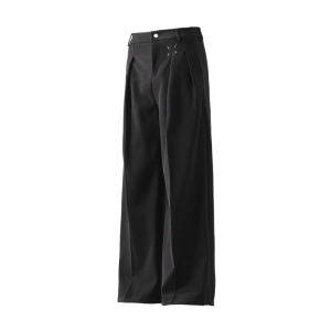 Cleanfit Black Men's Wide Leg Suit Pants: Korean Style Loose Casual Straight Leg Slimming Long Trousers for Autumn