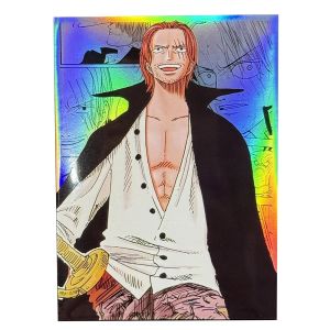 Bandai | 60PCS ONE PIECE Holographic Card Sleeves Shanks Cover for Standard Size Trading Cards Foil Anime Outer Card Protectors 67x92mm