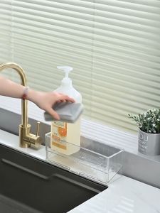 ที่วางฟองน้ำบนซิงค์ ชั้นวางของในครัว มีทางน้ำไหล ชั้นวางฟองน้ำล้างจาน วางของใช้