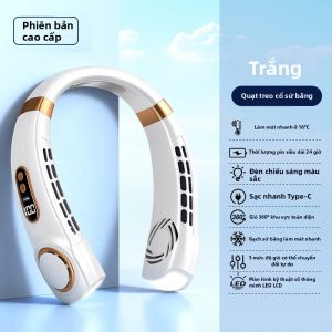 Quạt Đeo Cổ Mini Không Cánh Di Động 2026 Làm Mát Bằng Khí Nén Có Màn Hình Kỹ Thuật Số Mang Lại Sự Thoải Mái Khi Di Chuyển