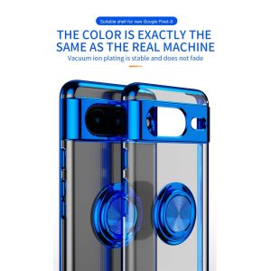 Slim Plating Transparent Metal Shockproof Case For Google Pixel 10 9 8 7 Pro XL 8A 7A Magnetic Ring Bracket Protective Cover