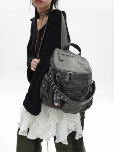JANDRESS | Zippers Pockets Retro Rivet Style Backpack