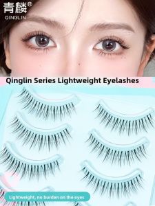 Natural Looking Fake Eyelashes Womens Light Style Artificial Fiber Double Folded Natural Feeling Plastic Transparent Stem
