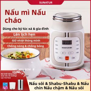 Nồi Nấu Đa Năng Điện SUNATUR 600ml 700W Nấu Cơm Hầm Chậm Làm Cháo Súp Mini Di Động Với 8-19 Chương Trình Nấu Các Loại Ngũ Cốc Sữa Chua Món Tráng Miệng Thức Ăn Trẻ Em Giữ Ấm Hâm Nóng