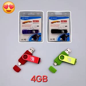 แฟลชไดร์ฟ 4GB USB 2.0 (FLASH DRIVE) คละสี มีที่เสียบ 2 หัว