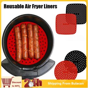 Reusable Air Fryer Liners Square Round Non-Stick Silicone Air Fryer Basket Air Fryer Accessories