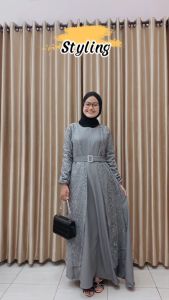 UMI COLLECTION [FREE BELT] PEARLY MAXY BRUKAT - Gamis Brukat Terbaru 2024 / Long Dress Brukat Kekinian Viral / Dress Brokat Wanita Terbaru / Dress Brukat Kondangan / Dress Brokat Jumbo