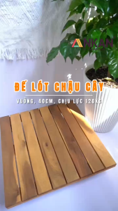Khay Kê Chậu Cây Gỗ ANKAN 40cm Màu Vàng Nắng Tự Nhiên – Đế Di Chuyển Chậu Cây Tải Trọng 120Kg Chuẩn Xuất Khẩu