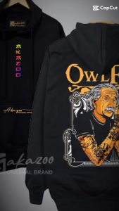 AKAZOO HOODIE PRIA KEREN KECE MURAH TEBAL gbr dpn blakang OWLFIT KOLOT sablon saku