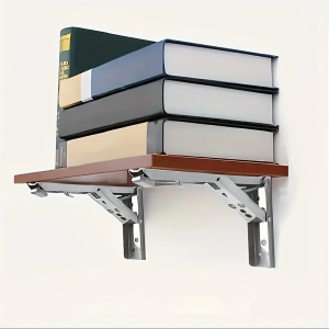 2PC 8 Inch Heavy Duty Folding Shelf Brackets Collapsible Wall Mounted Brackets for Table Work Bench Stainless Steel