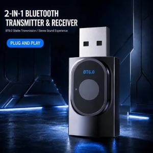 Kebidumei | KEBIDUMEI 2 IN 1 Bluetooth 6.0 Audio Transmitter Receiver 3.5mm AUX USB Dongle With MIC Music Wireless Adapter For Car/TV/PC