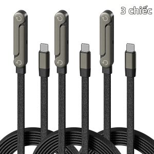 Cáp Sạc Nhanh NNBILI USB-C Sang Type C Dạng Khuỷu Tay 240W Kèm Giá Đỡ Điện Thoại Gấp Gọn Cho iPhone 17/16/15 Samsung - Tùy Chọn 1/3/5 Chiếc