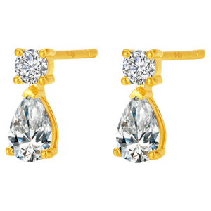 24K Gold Water Drop Design Luxury Ear Studs for Women