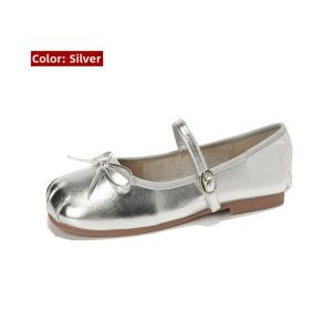 MIFEI | Silver Leather Mary Jane Shoes For Women