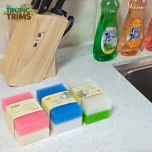 TropicTrims 2pcs/pack Kitchen Sponges Dish Cleaning Scrubber Scouring Durable Scrub Non-Scratch Oil-resistant