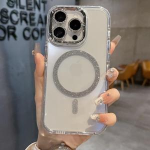 Creative Glitter Frame Magnetic Absorption Phone Case for Apple Series iPhone 17 15ProMax 14ProMax 13ProMax 16ProMax Breathable Semi-Pack Large Hole Protective Cover