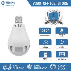 Kamera CCTV Bohlam V380 360 Derajat Panoramic Fish Eye Spy Keamanan Tersembunyi IP CCTV Nirkabel