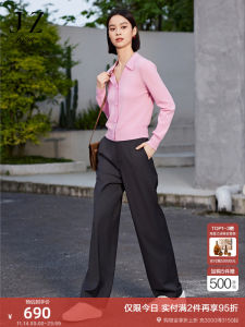 JZ Simple Commuter Straight Casual Pants Womens Autumn 2024 Model JWEQ11002 Natural Waist Long Pants Polyester Fiber