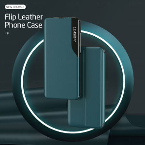 Flip Leather Case for Samsung Galaxy S24 S23 S22 S21 Plus Ultra S24+ S23+ S22+ S21+ 5G Magnetic Adsorption Smart View Window Convertible Phone Holder Protective Cover