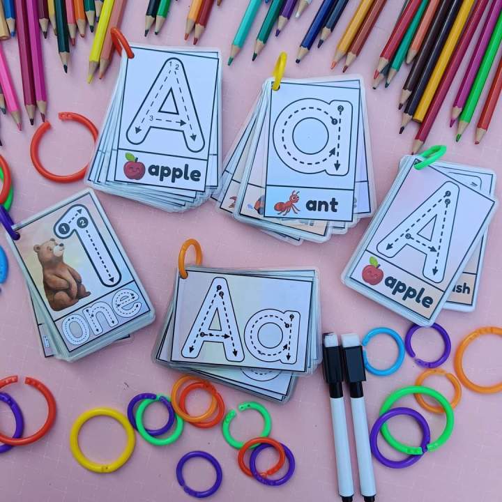Laminated Tracing Flashcards Alphabet numbers with free Marker | Lazada PH