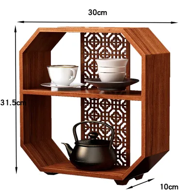 New Chinese Style Hollow Carved Wooden Wall Shelf