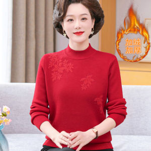 Thickened Fleece Womens Sweater Base Layer Shirt Autumn Winter Warmth Conservation One-Piece Velvet Commute Style Loose Fit