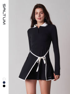 SALTUM | Tennis Dress French Sleeve Contrast Polo Neck Fit