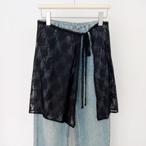 Váy Ngắn Xếp Ly Ren Trắng Ngọt Ngào Có Thắt Lưng Cho Nữ Mùa Xuân 2025 Váy Ngắn Đa Năng Kiểu Hàn Quốc Thiết Kế Độc Đáo