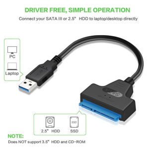 Kebidumei SATA USB 3.0/2.0 Cable Up to 6Gbps High Speed Hard Disk Cable Adapter 2.5 inch External Hard Drive SSD Drive SATA 3 22 Pin USB 3.0 Sata III Cord