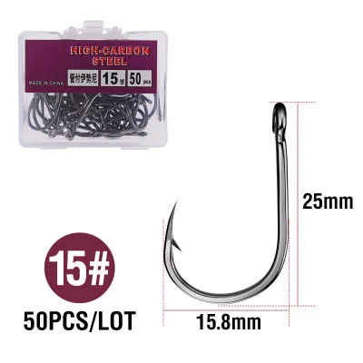15-100Pcs/Box Quality Fishermen Gear High Carbon Steel Fishing Hooks Circle Freshwater Fishhook Strong Carp Tackle