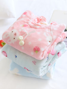 ชุดนอนเด็กผ้าสักหลาดบุขนกำมะหยี่หนาพิเศษใส่ช่วงฤดูใบไม้ร่วงและฤดูหนาวสำหรับเด็กหญิงชุดใส่ในบ้านผ้าคอรัลฟลีซแบบผู้หญิงสำหรับลูกน้อยชุดสำหรับลูกน้อย