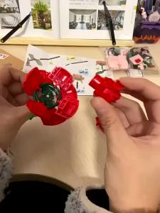 Bandai | Valentine Day Pink Black Gold Rose Night Light DIY Building Blocks Peace Hope Garden Plant Model Bricks Kids Sets Kits