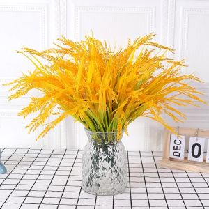 Artificial Rice Ear Wheat Fake Plant Bouquet Plastic Paddy Wedding Decoration Set Dancing Props