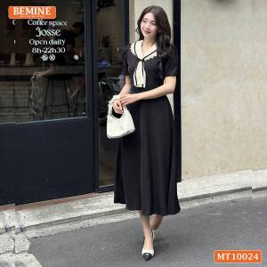Đầm thiết kế BEMINE cổ cavat viền ren dáng chữ A phù hợp đi làm đi chơi-MT10024