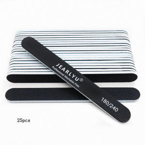 10/25pcs New Professional Nail File 180/240 Grit Emery Boards Double Sides Washable Black Straight Shape Nail Files Kit