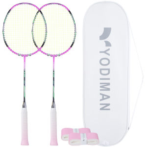 YODIMAN Vợt cầu lông chuyên nghiệp chính hãng – Bộ 2 vợt Carbon 100% 5U siêu nhẹ bền đẹp độ nảy cao phù hợp từ người mới đến tay vợt nâng cao