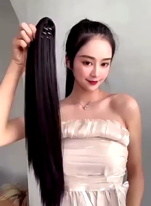 Ponytail Jepit Rambut Wig Lurus Korea Styling