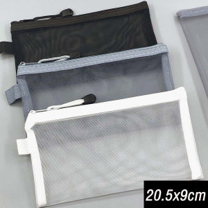 Simplistic Transparent Mesh Pencil Case Pencil Pouch Pencil Case Pen Case Pouch Mesh Pen Bag Nylon Pencil Bag