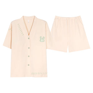 MiiOW | ชุดนอนผู้หญิง MiiOW ฤดูร้อน 2025 แขนสั้น หลวม ระบายอากาศได้ดี ผ้าฝ้ายแท้ ชุดนอนในบ้าน ชุดนอนผู้หญิง ชุดนอนฤดูร้อน