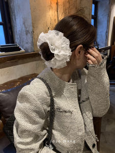 Elegant Double Layer White Lace Hair Ties for Women Original Design Silk Satin Hair Bands Fashionable Hair Accessories